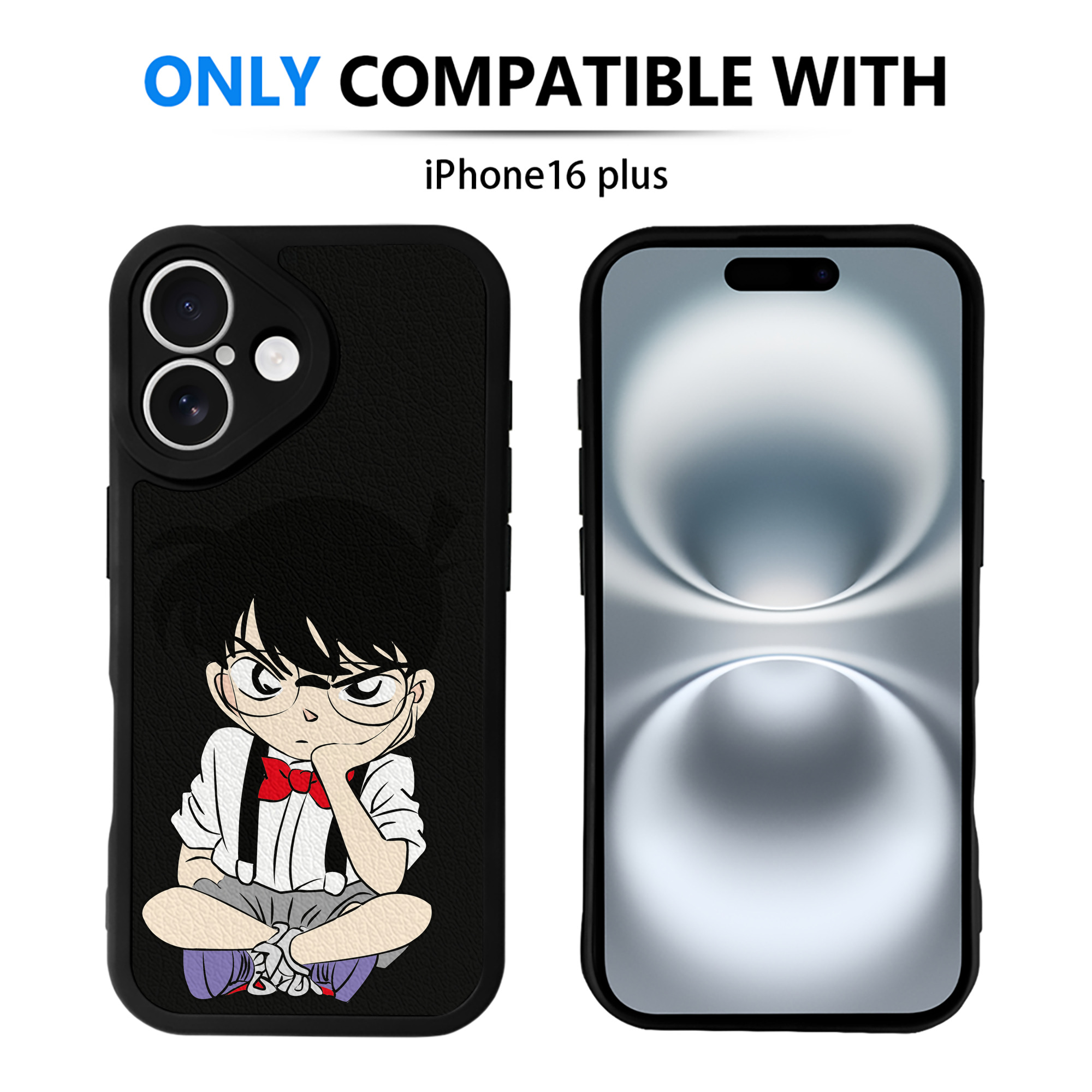 （画像用） 名探偵コナン 江戸川 コナン Detective Conan Conan Edogawa 【iPhone 16シリーズ対応】シリコンスマホケース（レザー調） 材質：シリコン